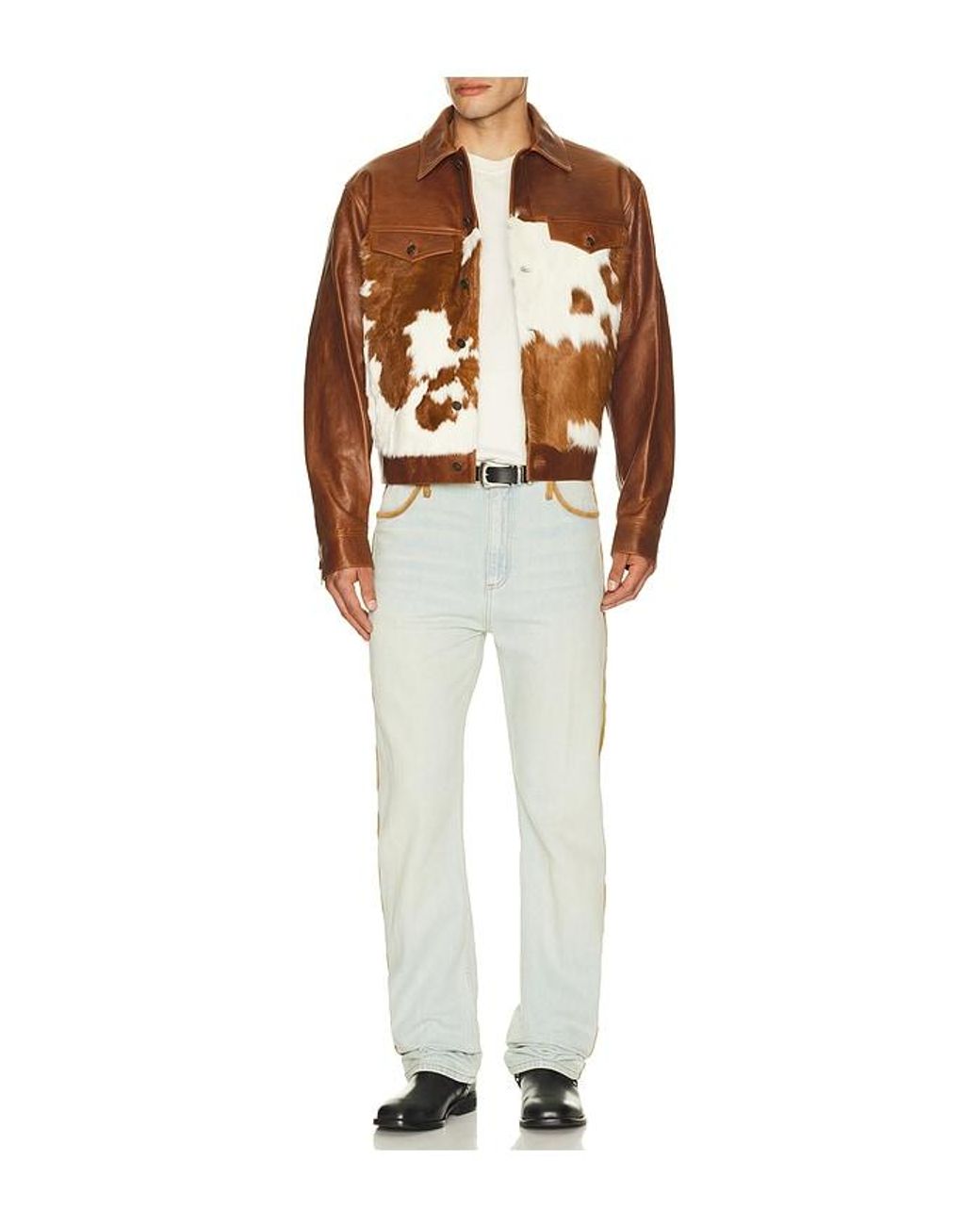 Austin Post White Leather Edge Highland Slim Cut Jean for men
