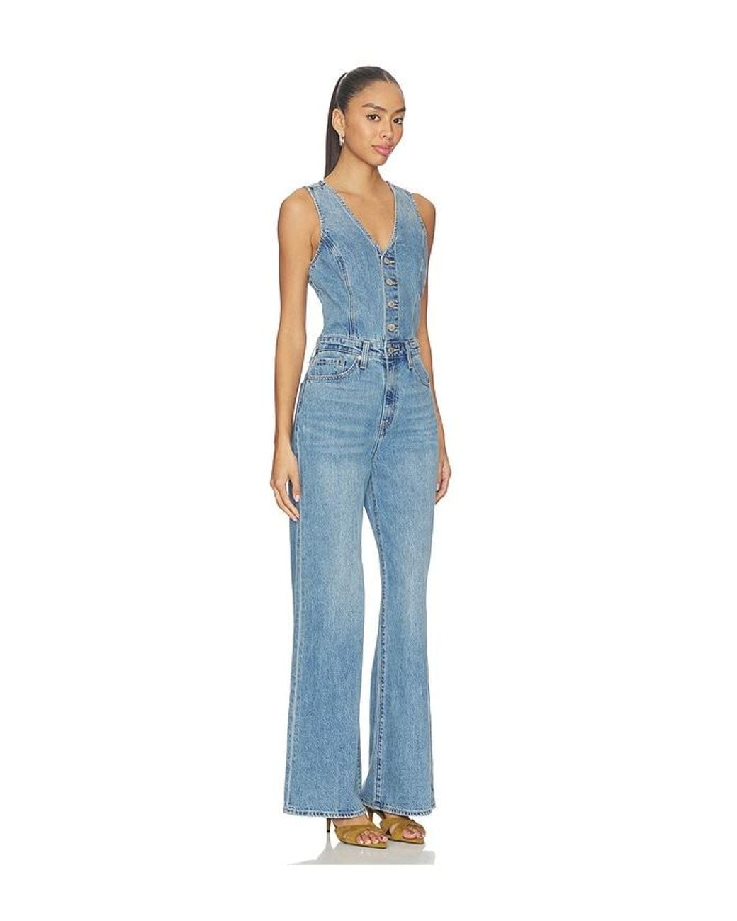 Levi's Blue Vest Wide Leg Jumpsuit