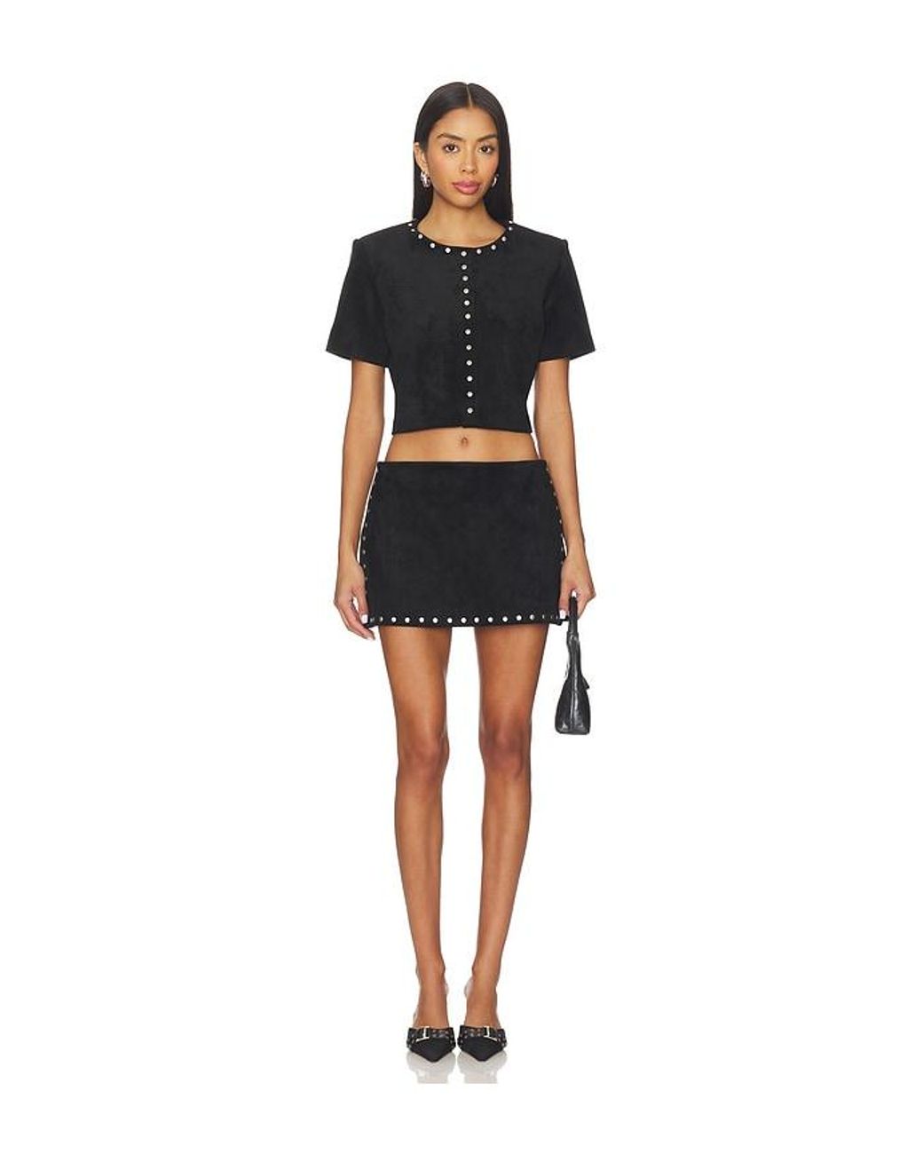 Amanda Uprichard Black Braswell Suede Top