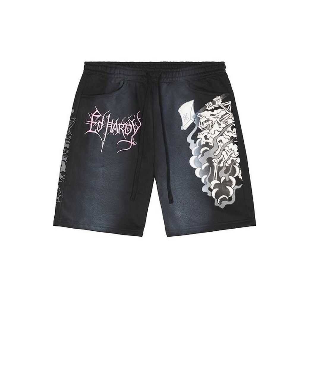 Ed Hardy Black Reaper Fleece Short for men