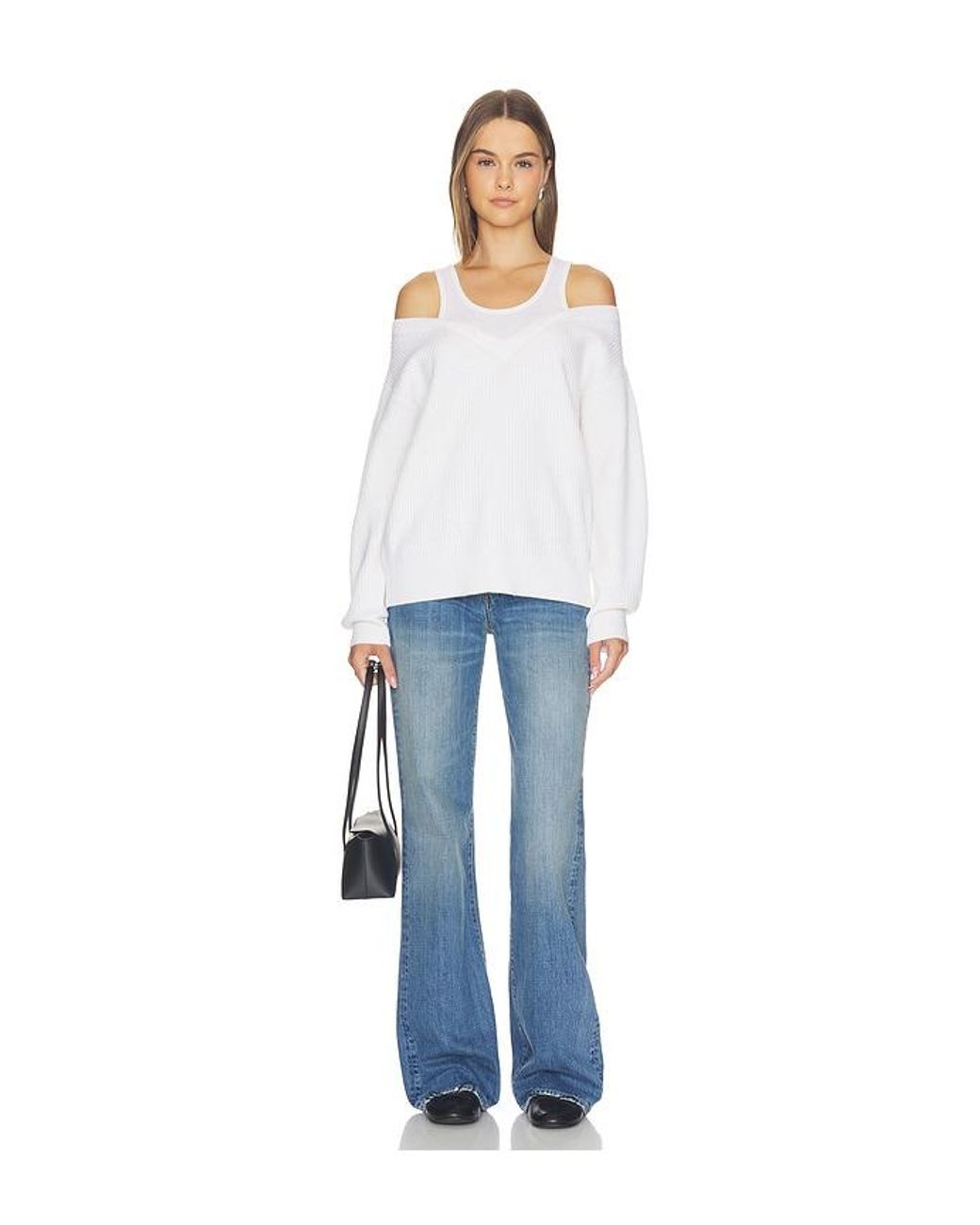 Helmut Lang White Double Layer V Neck Top