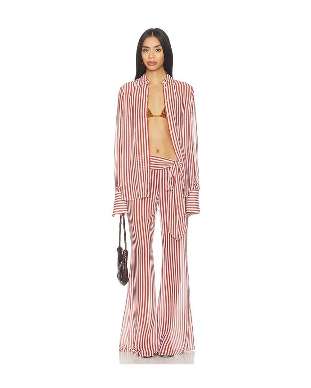 Bananhot Red Bowie Wide Leg Pants