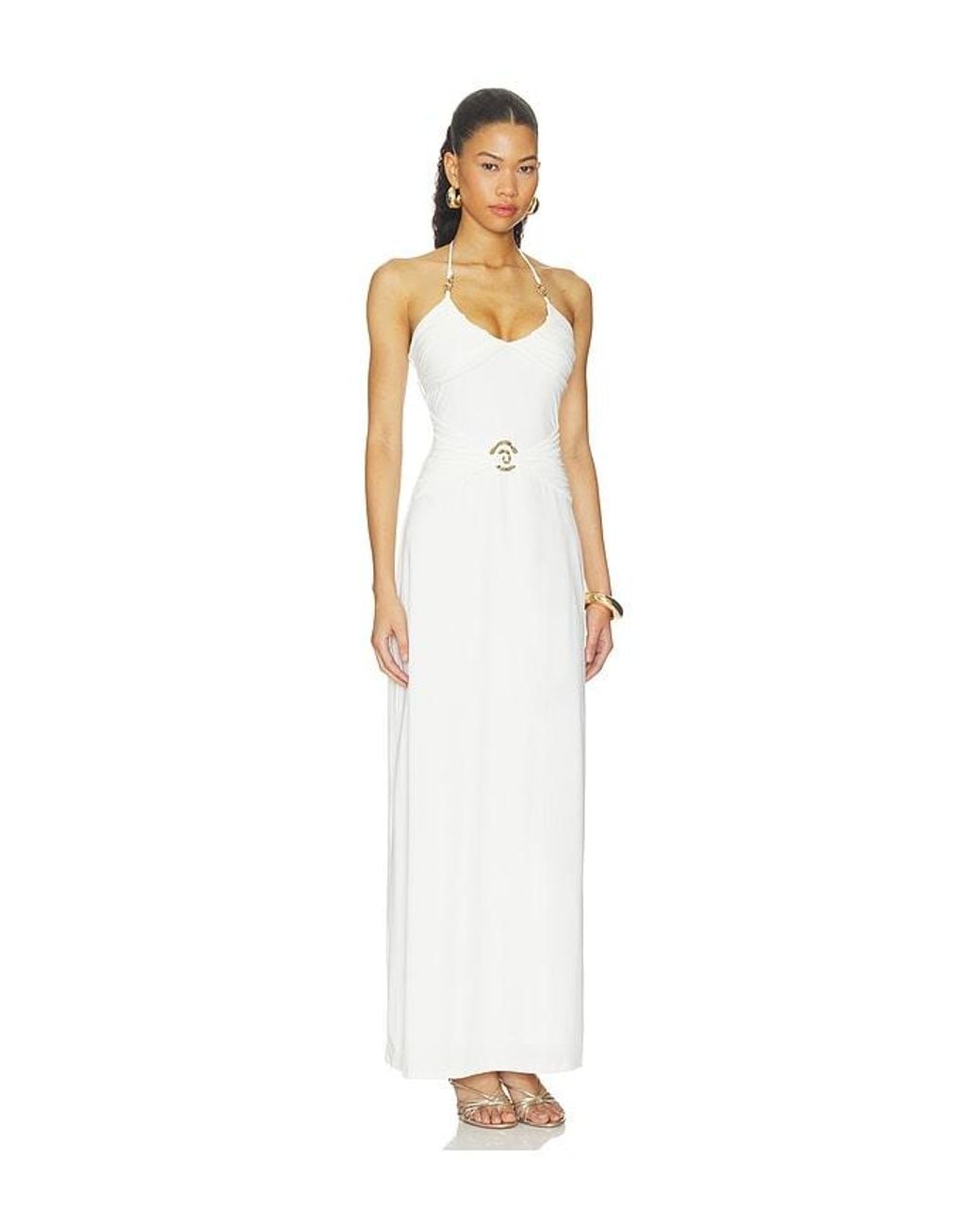 Runaway the Label White Nina Ruched Halter Maxi Dress
