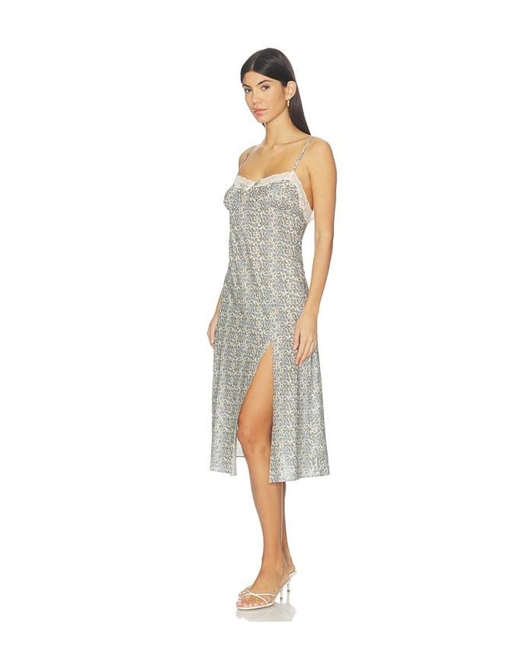 For Love & Lemons White Primrose Midi Slip Dress
