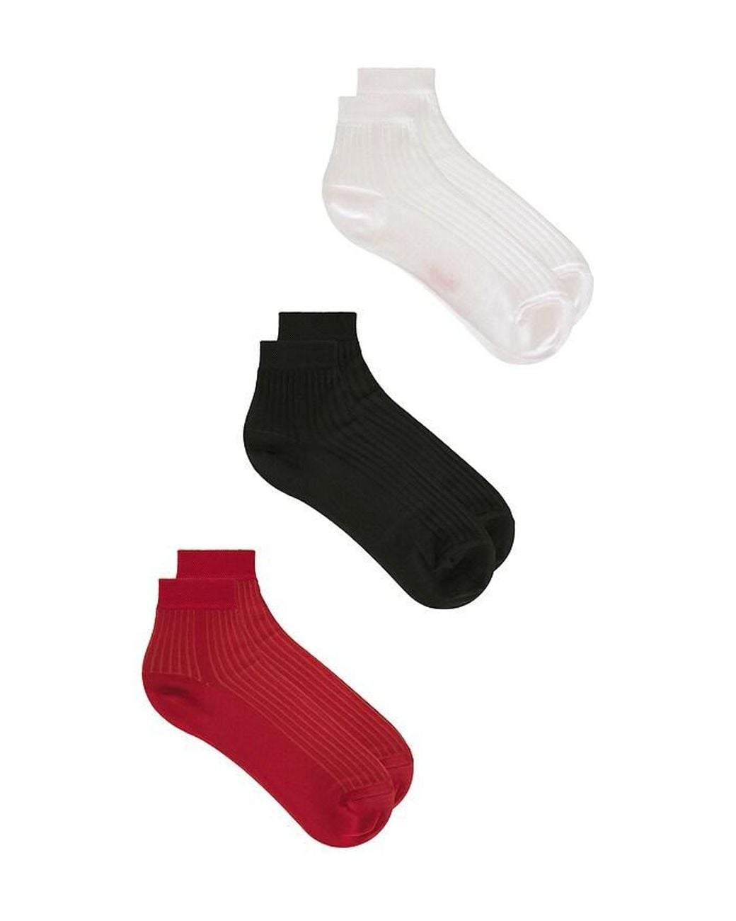 Stems White 3 Pack Silky Rib Quarter Socks