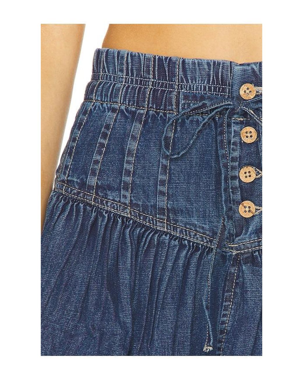 Free People Blue X We The Free Roselle Denim Mini Skirt