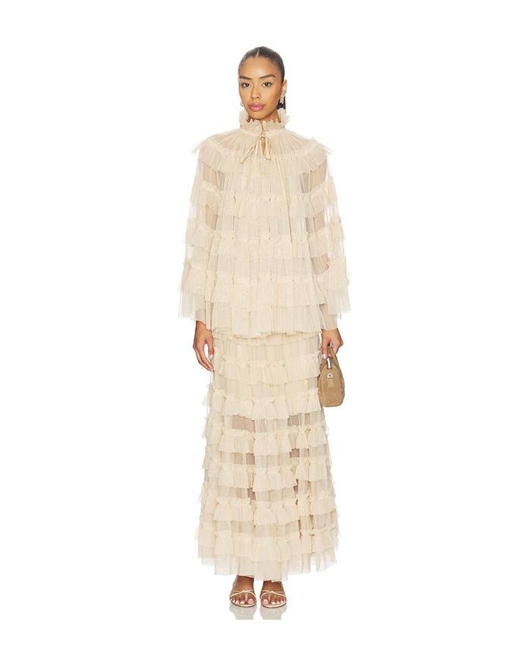 AllSaints Natural Aude Ruffle Skirt