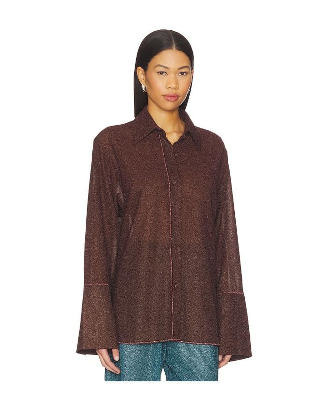 Oseree Brown Lumiere Sleeves Shirt