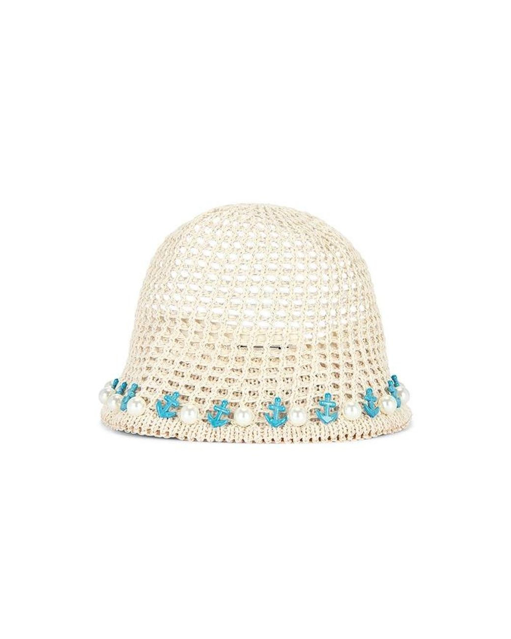 Lele Sadoughi Natural Maya Pearl Anchor Bucket Hat