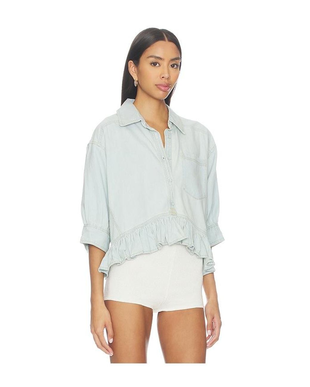 Free People White X We The Free Bailey Denim Shirt