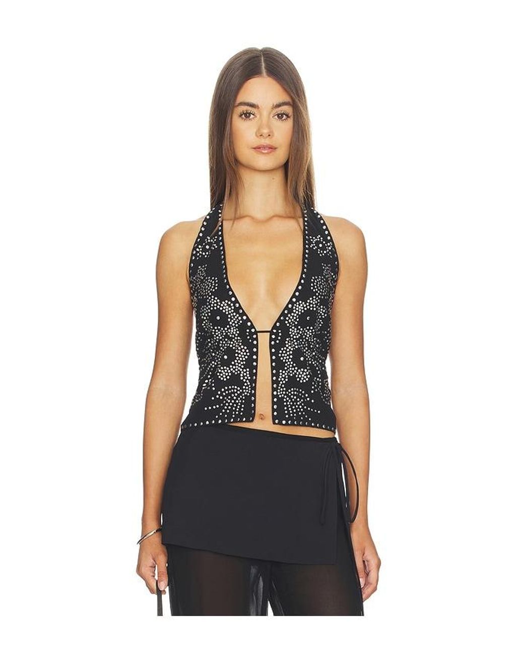 Free People Black Kenzie Studded Halter