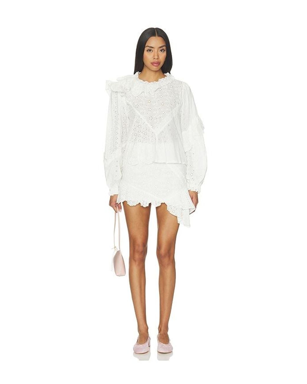For Love & Lemons White Lola Mini Skirt