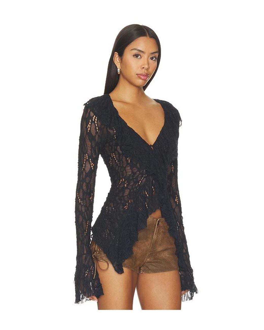Free People Black Laney Cardi Top