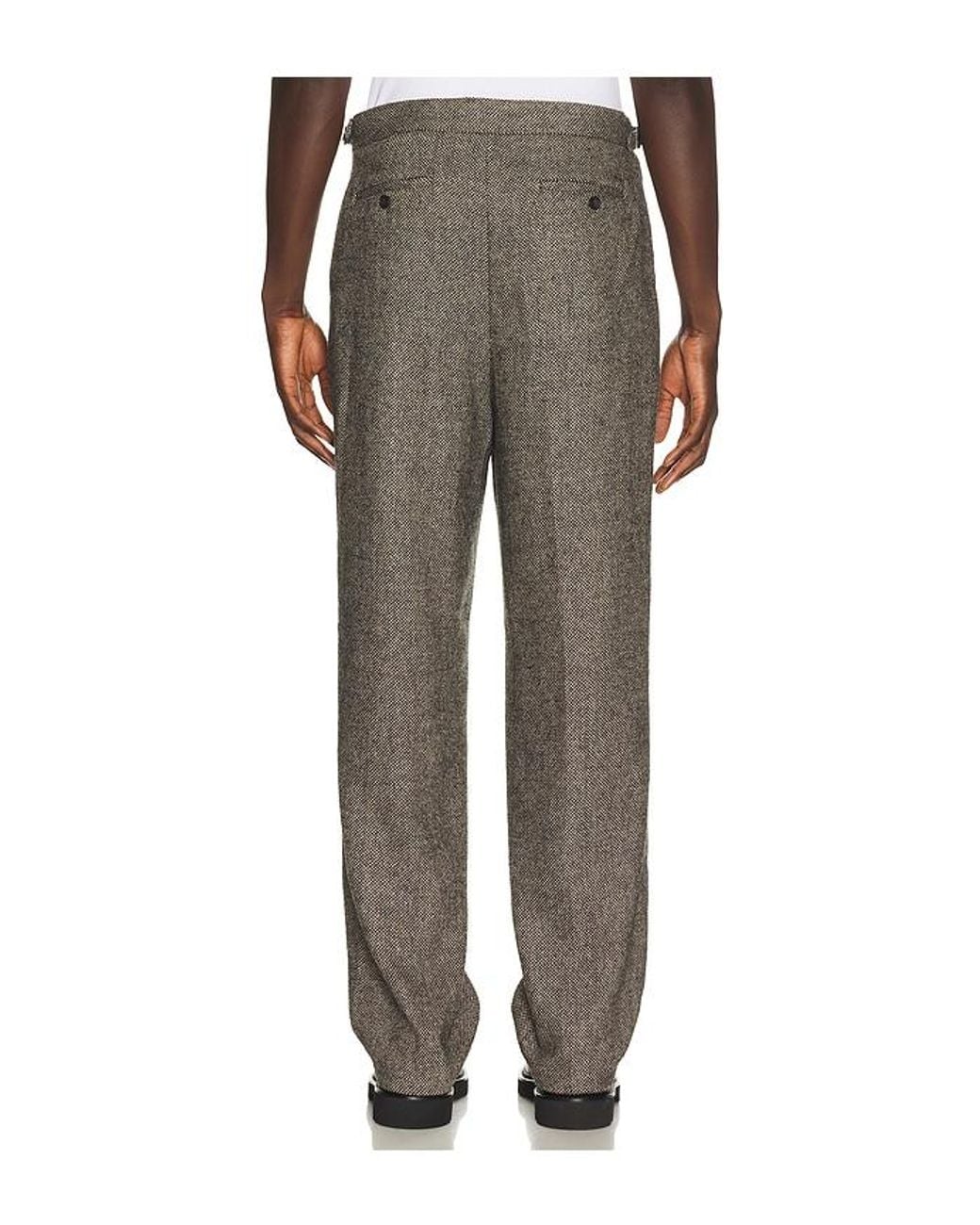 Percival Gray Wilde Birdseye Pleated Trousers for men