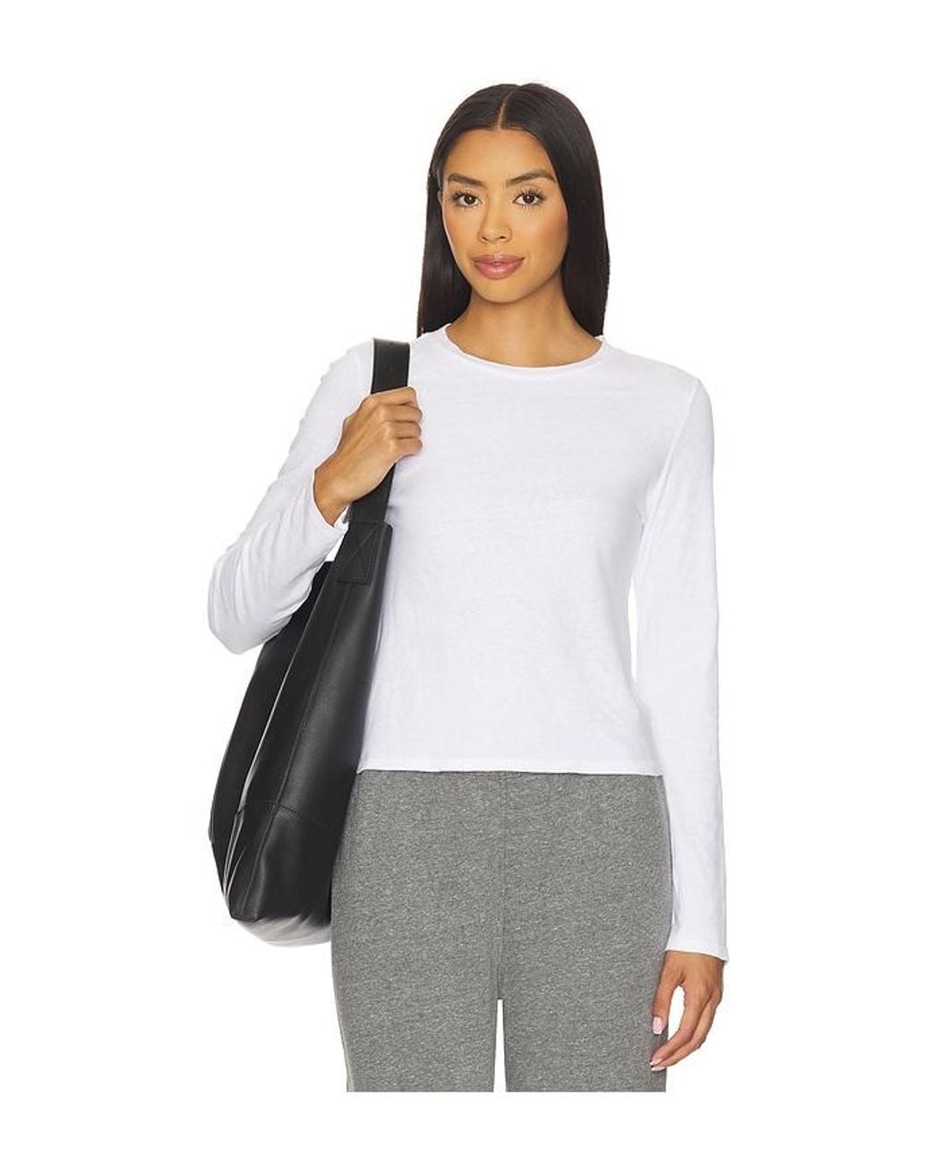 PERFECTWHITETEE Gray Jamie Cotton Long Sleeve