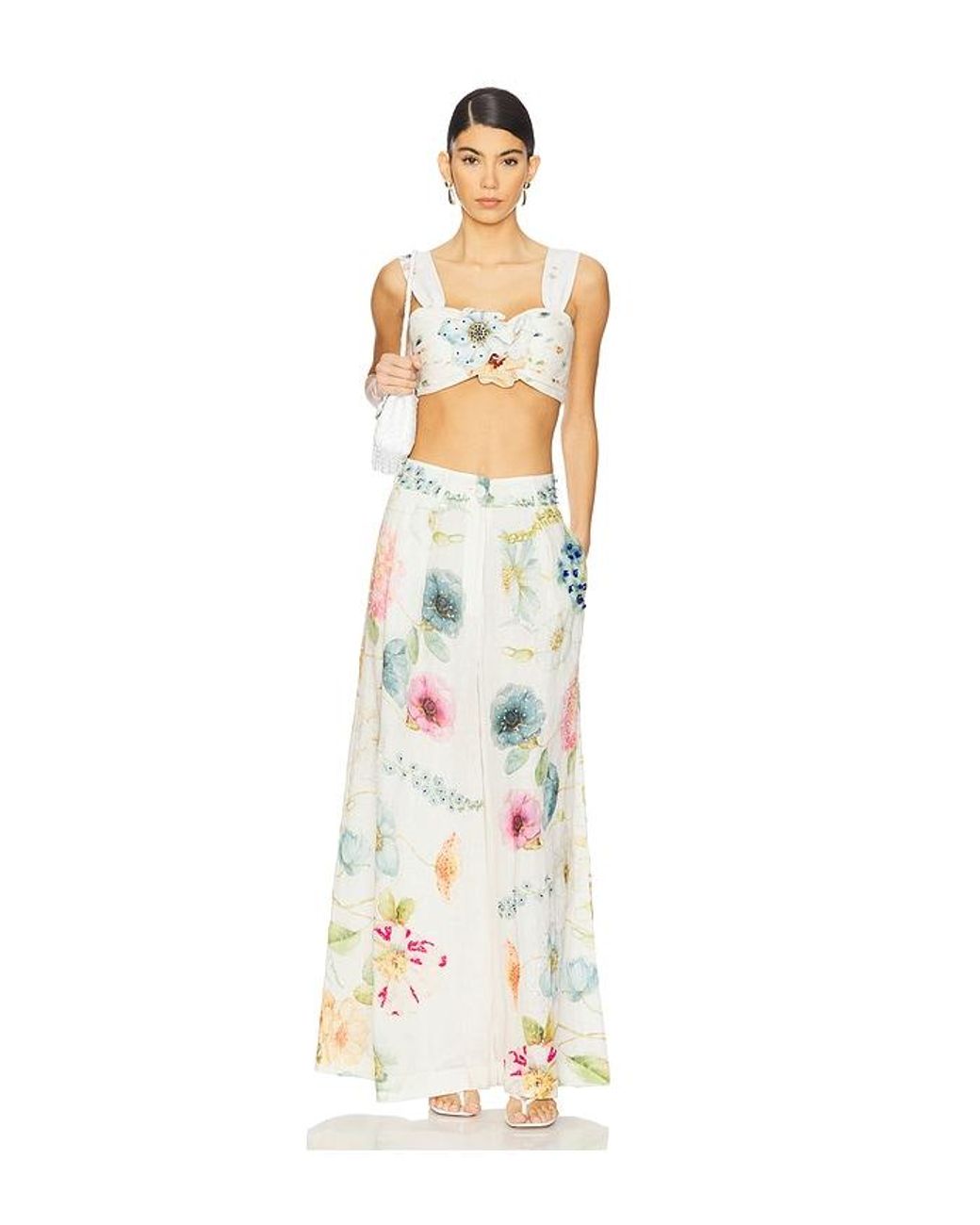 La Fuori White Blossom Belle Flared Pants