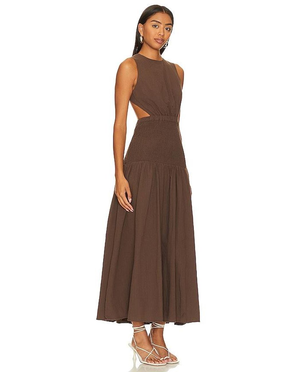 sndys brown dress SNDYS Boat Linen Maxi Dress Brown