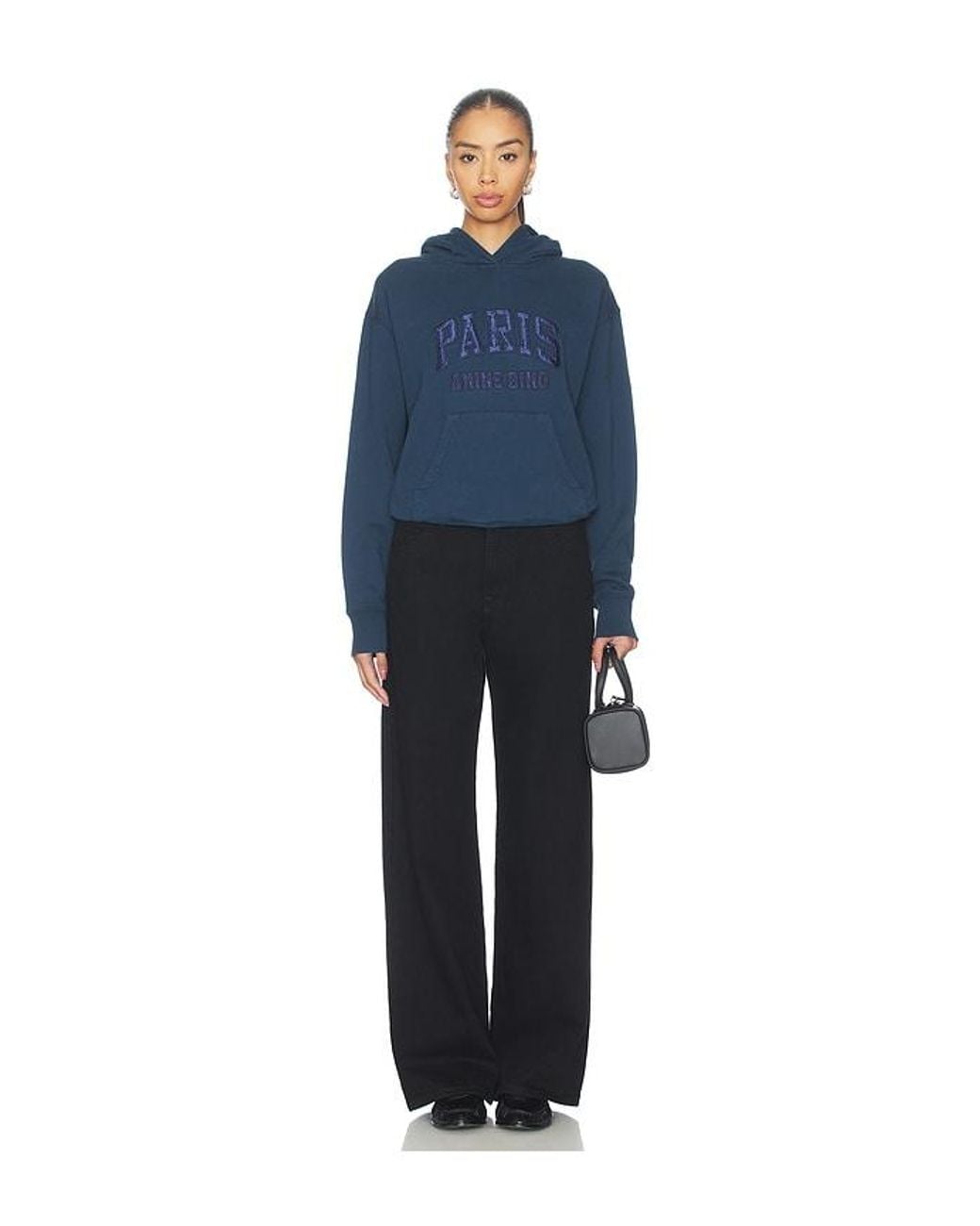 Anine Bing Blue Debbie Shrunken Hoodie Paris
