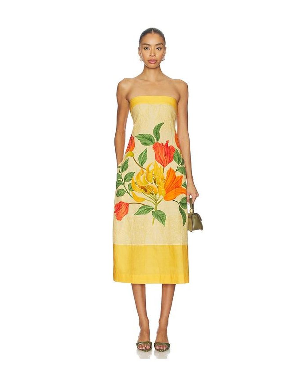 VERANDAH Yellow Strapless Shift Dress