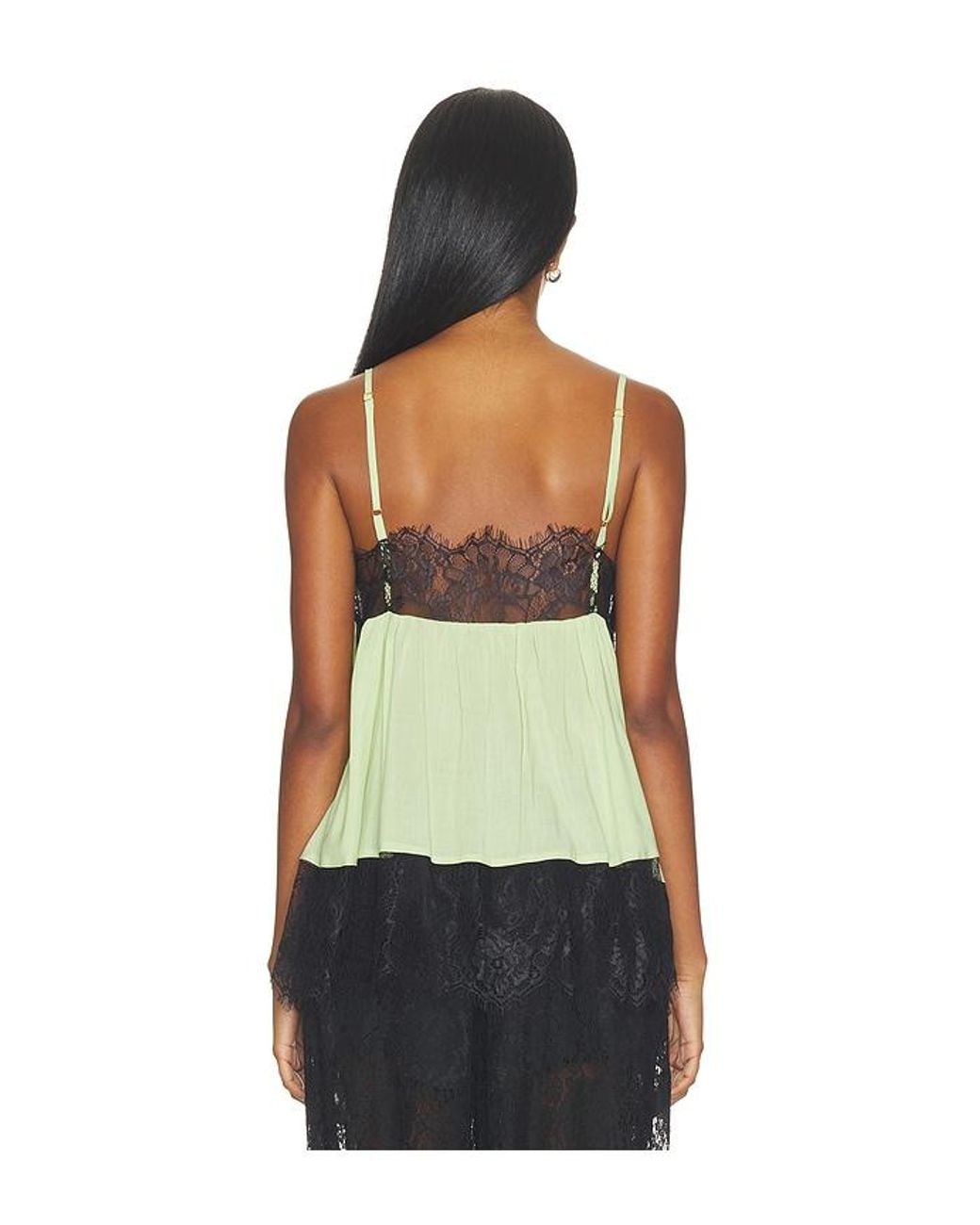 WeWoreWhat Green Lace Voile Cami Top