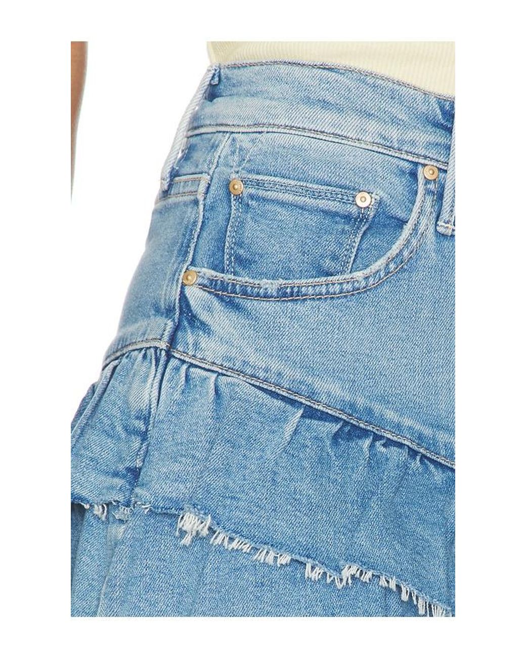 Mother Blue The Ruffle My Feathers Mini Fray Skirt
