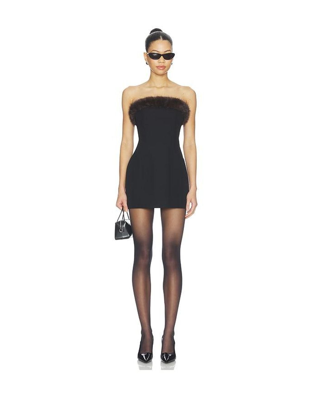 Mimchik Black Faux Fur Trimmed Gumdrop Dress