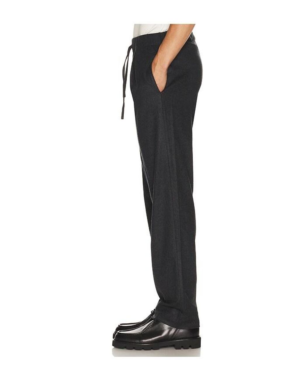 Soft Goat Black Straight Drawstring Trousers for men