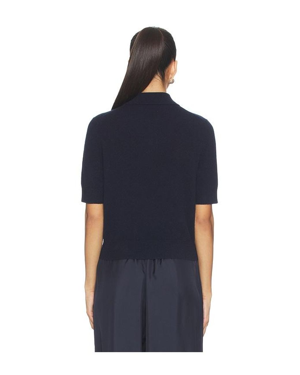 White + Warren Blue Cashmere Button Polo
