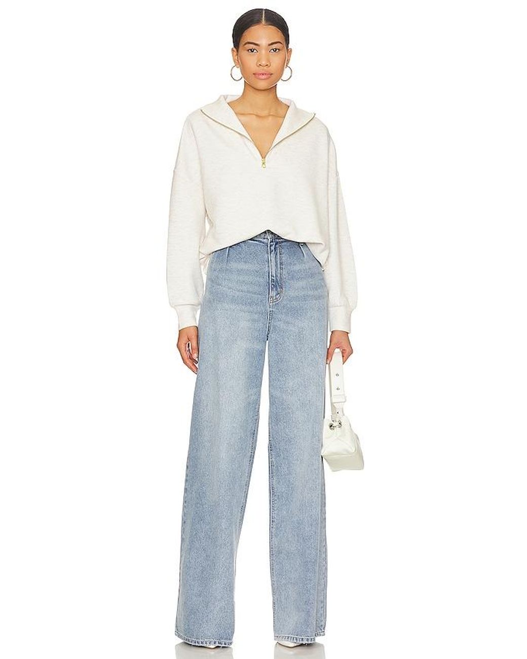 Varley White Hawley Half Zip Sweatshirt