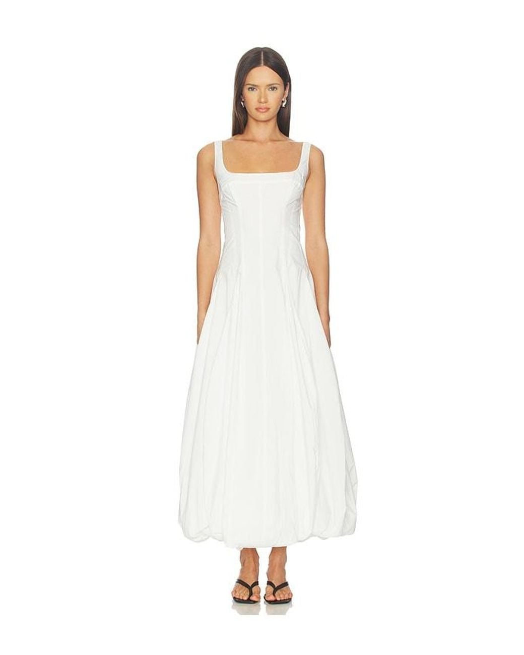 Jonathan Simkhai White Hally Cotton Bubble Midi Dress