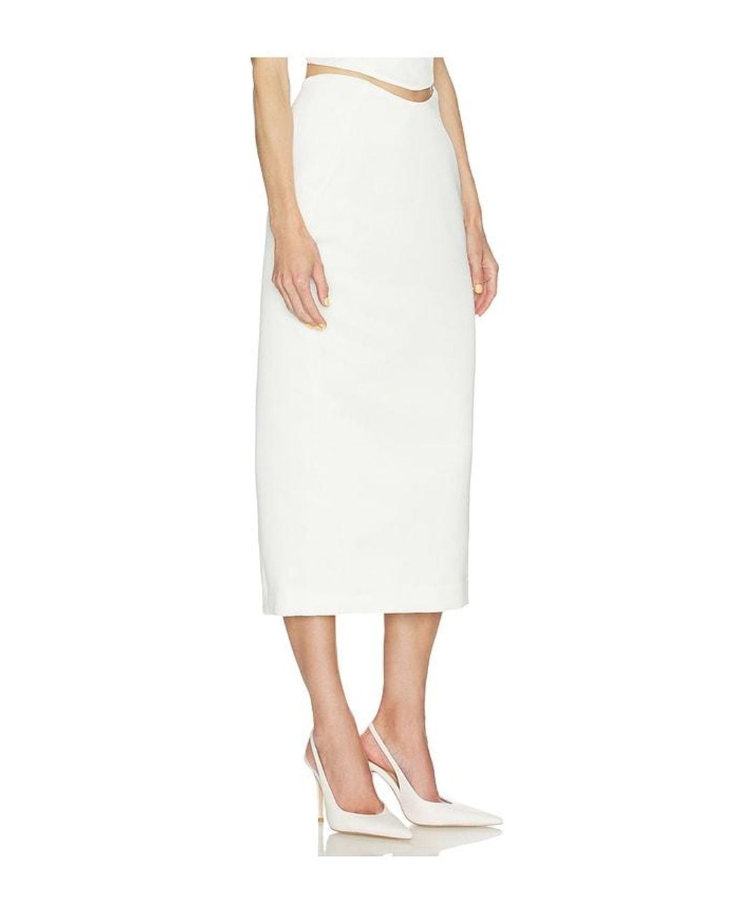 Camila Coelho White Lotta Midi Skirt