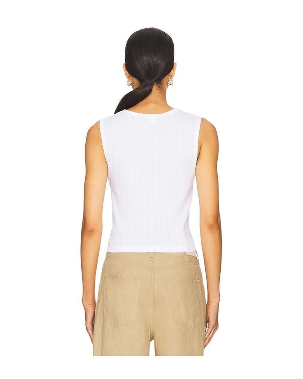 Leset Natural Pointelle Sleeveless Crew Top
