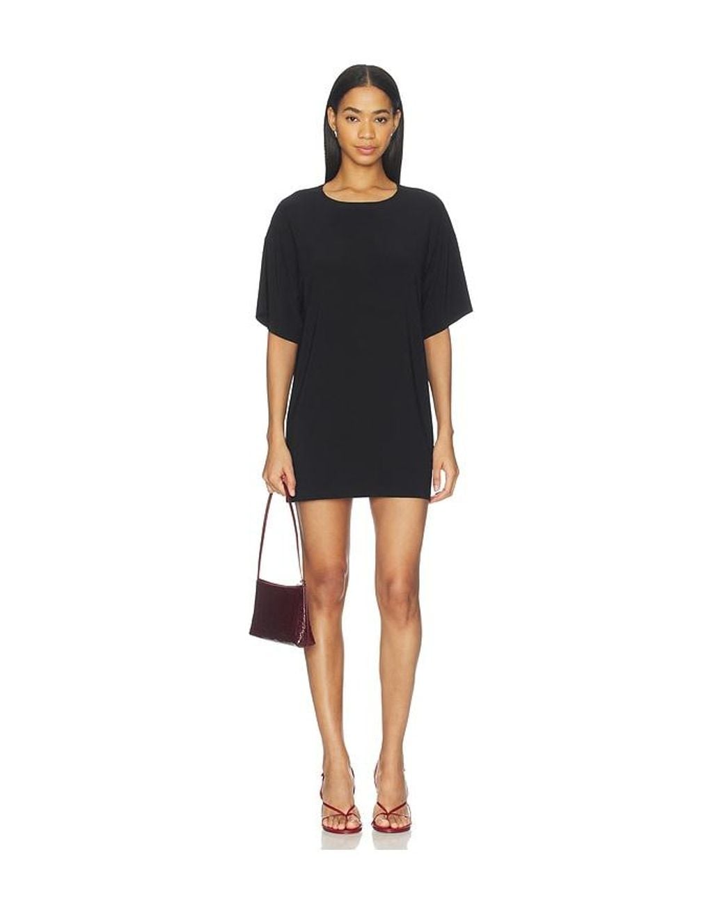 Norma Kamali Black X Lifestyle Short Sleeve Boxy Mini Dress