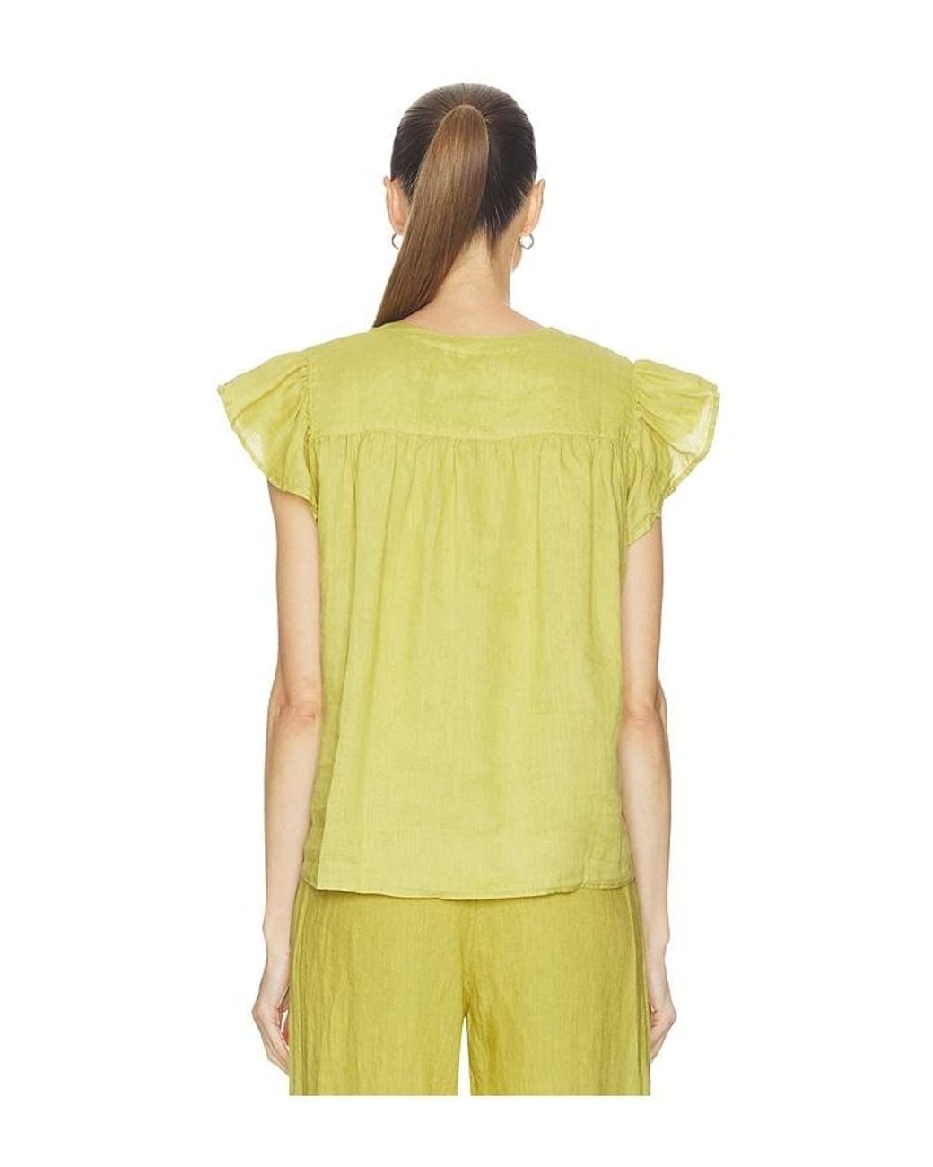 Velvet By Graham & Spencer Yellow Janey Woven Linen Top