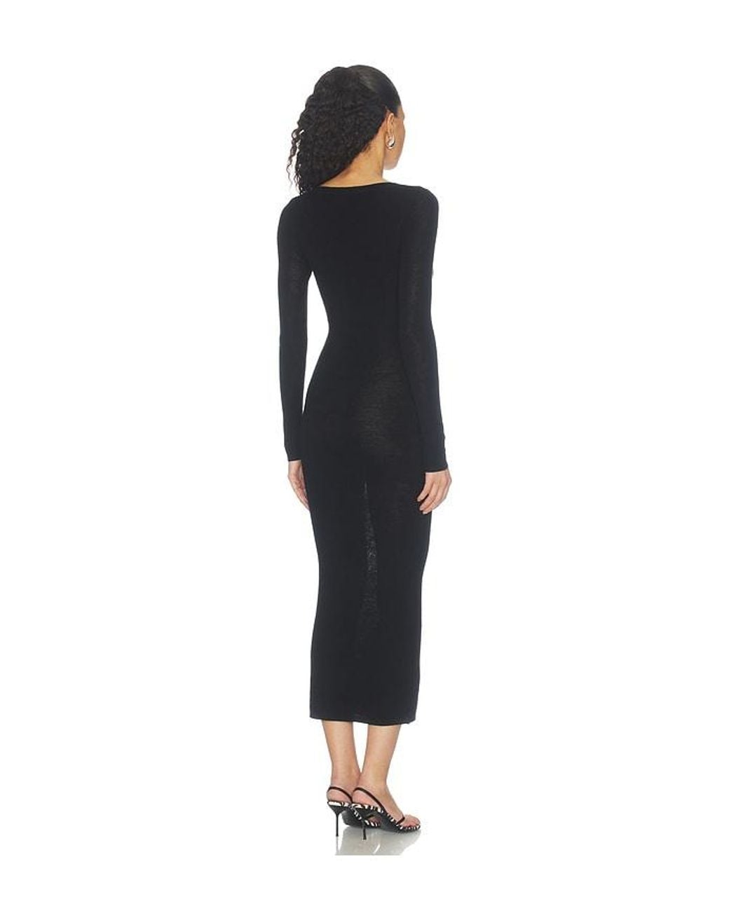 Susana Monaco Black Light Merino Henley Longsleeve Dress