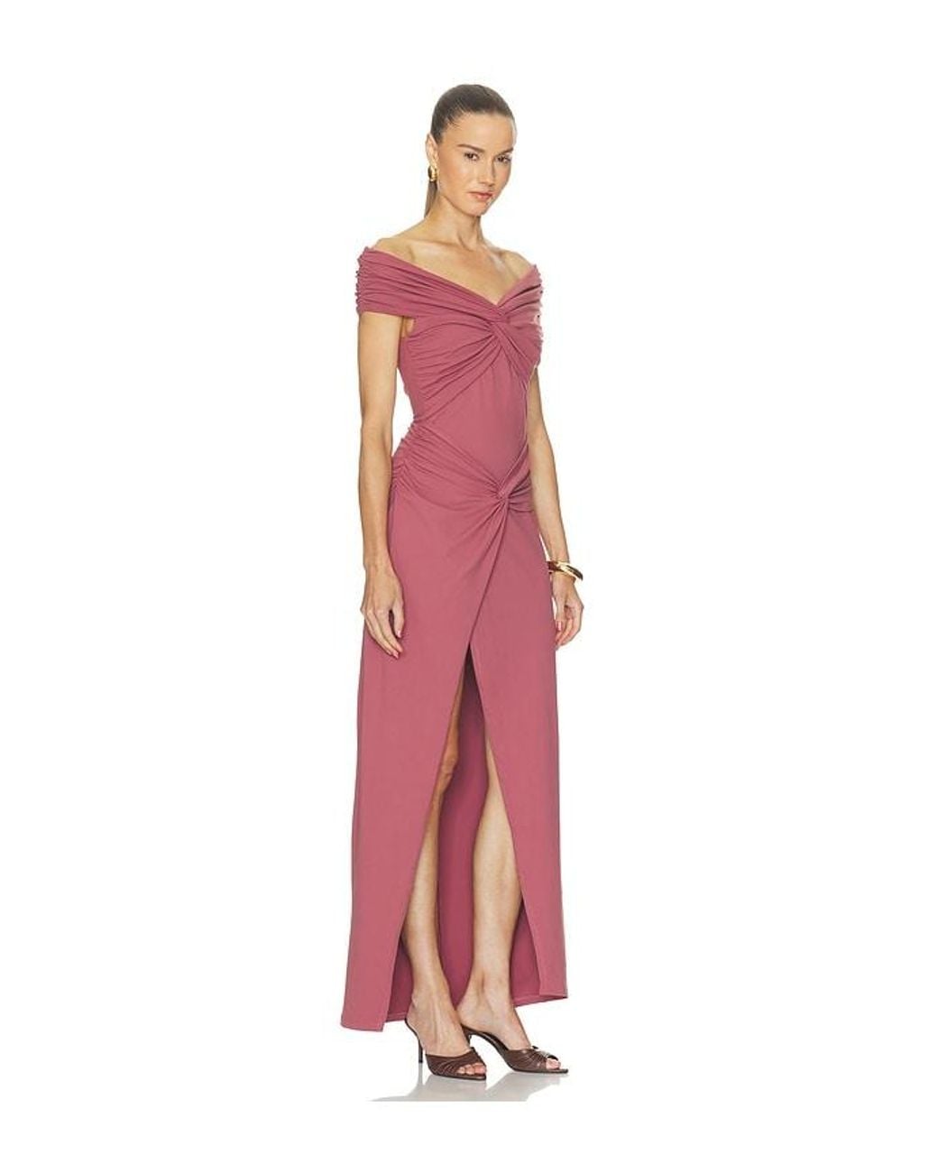 Susana Monaco Red Twisted Off Shoulder Dress