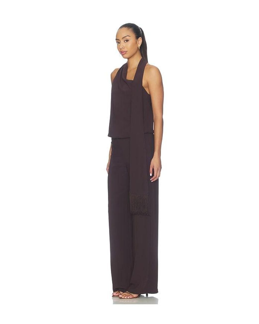 Amanda Uprichard Brown Sonya With Fringe Jumpsuit