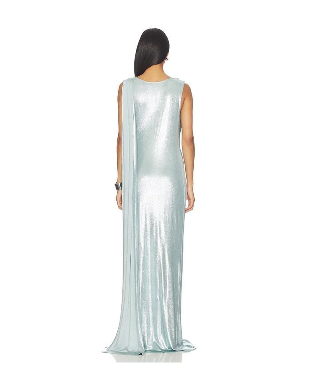 Sid Neigum Blue Floor Length Reversible Cowl Dress