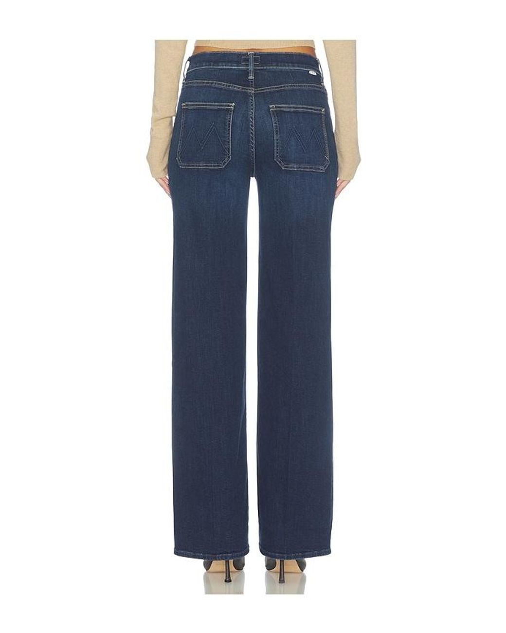 Mother Blue The Patch Pocket Mid Rise Maven Sneak Jeans