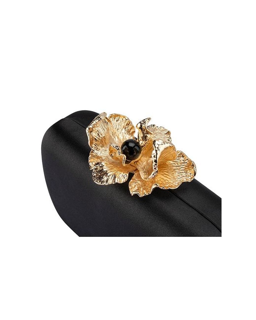 Olga Berg Black Adele Orchid Lock Clutch