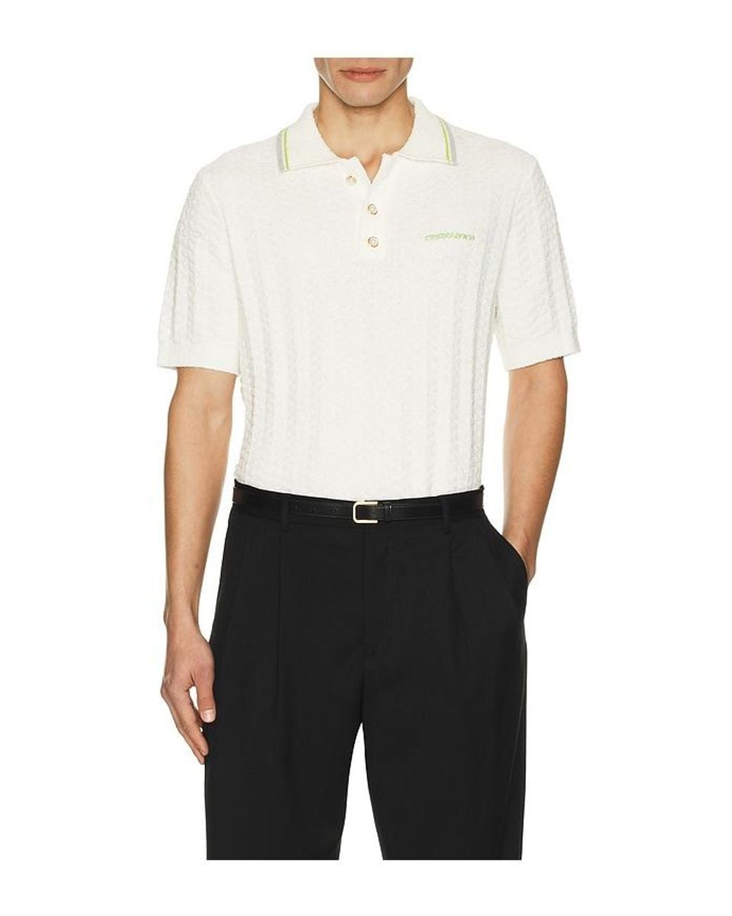 Casablanca White Tennis Boucle Polo Shirt for men