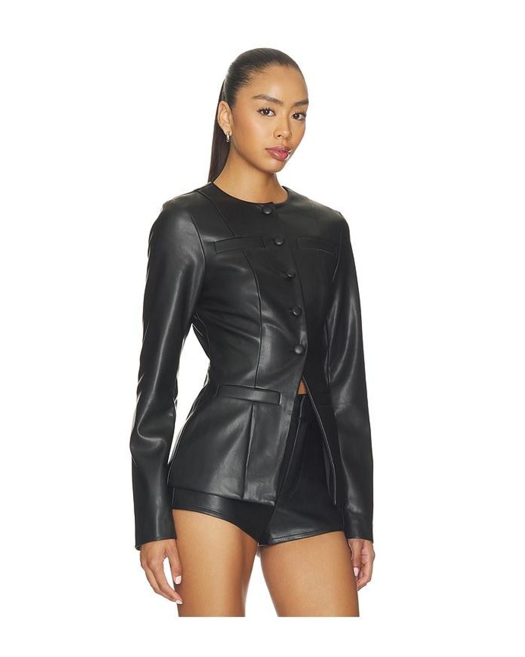 ALL THE WAYS Black Vandellia Faux Leather Blazer
