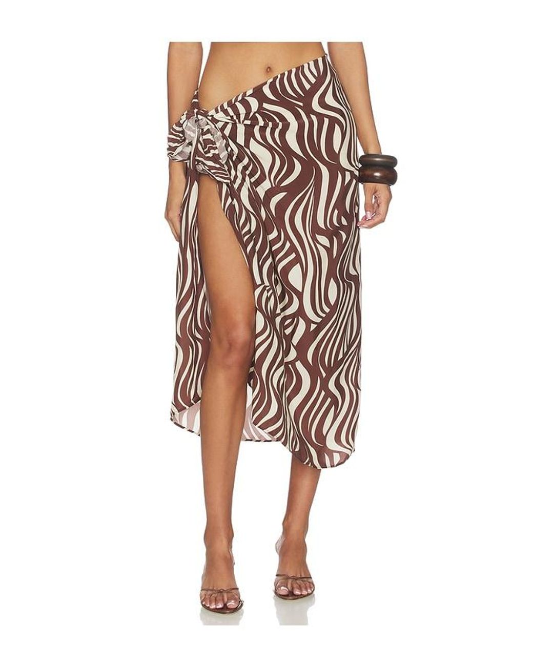 Enza Costa Brown Wave Print Sarong