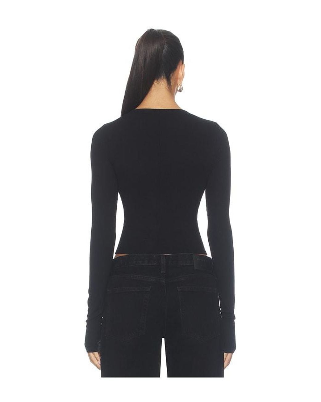 Enza Costa Black Silk Rib Essential Cardigan