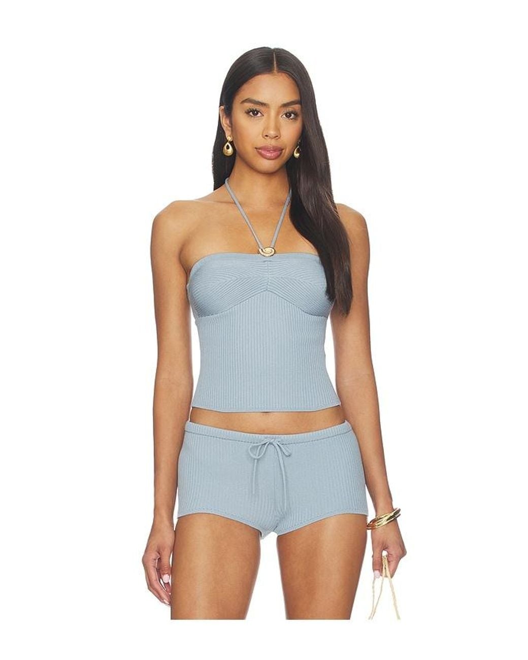 Lovers + Friends Blue Shelbi Halter Top