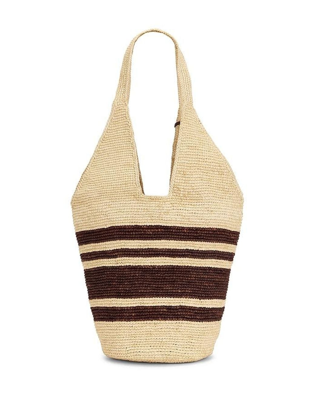 Anine Bing Natural Leah Stripes Hobo Raphia Bag