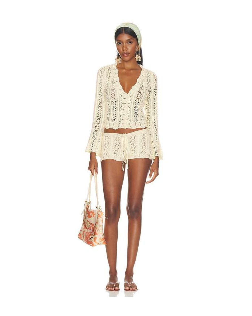 SNDY'S Natural Crochet Cardigan