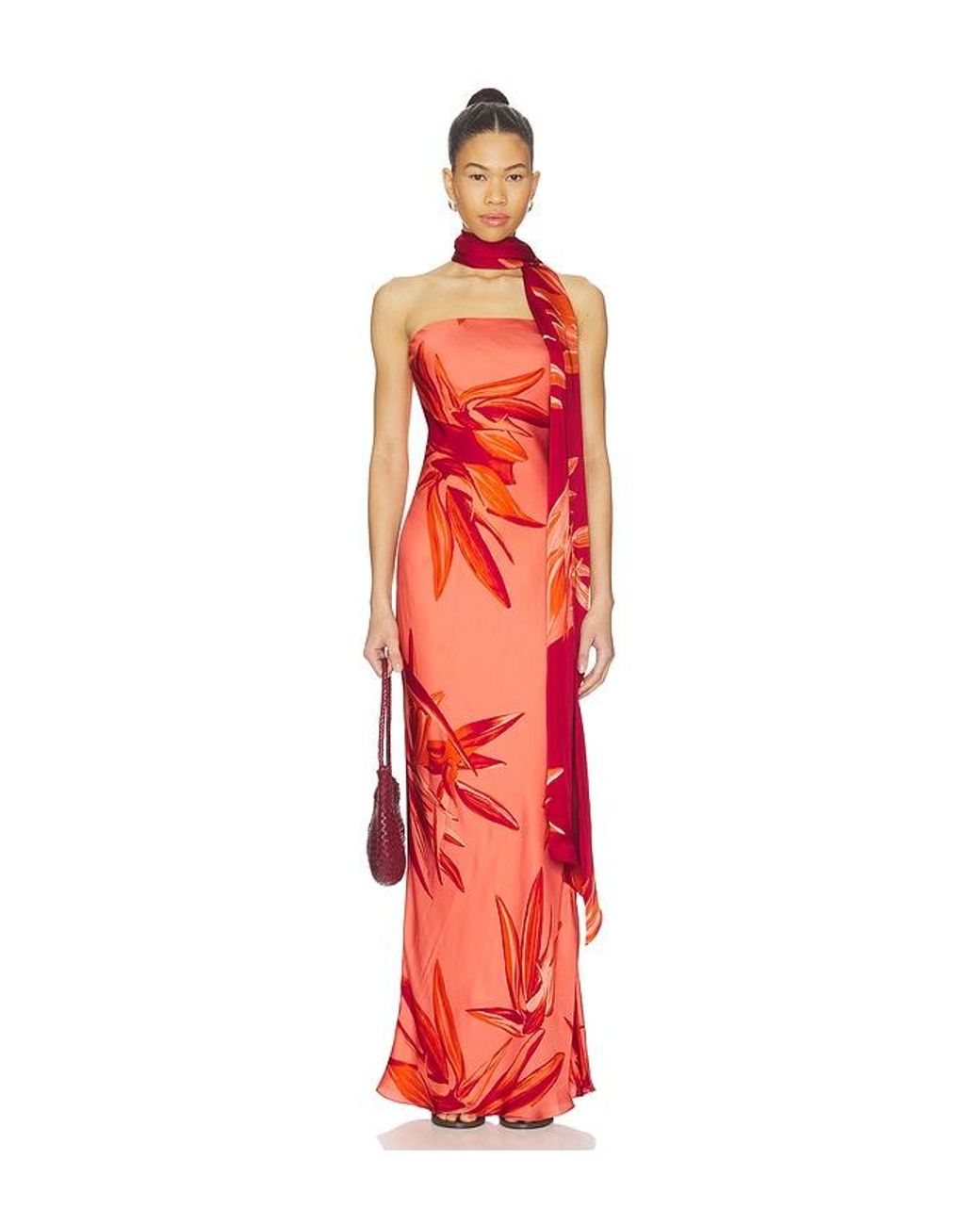 Rococo Sand Red Strapless Maxi Dress