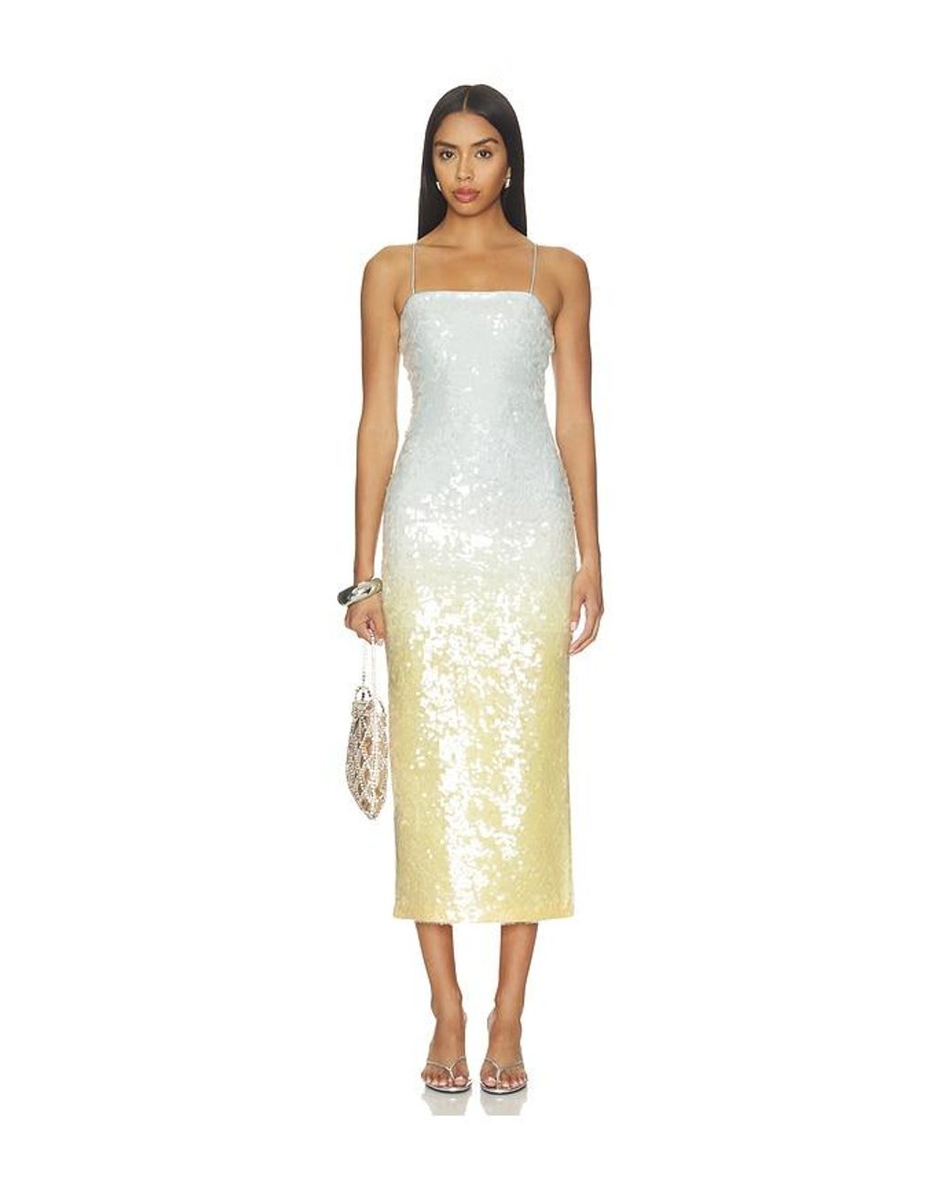 Alice + Olivia Metallic Delora Sequin Strapless Midi Dress