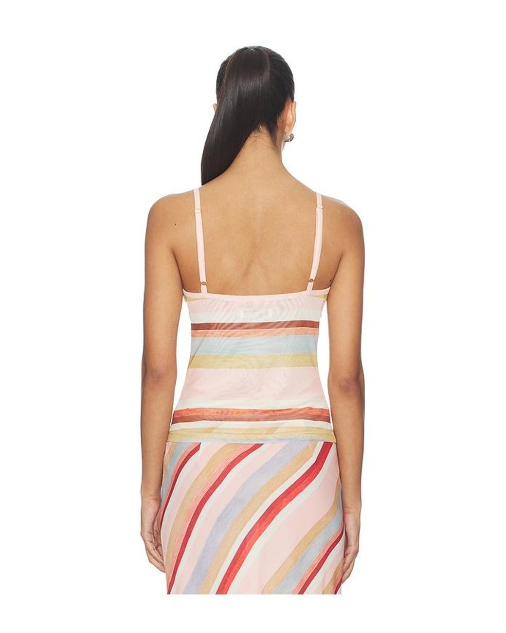 With Harper Lu Multicolor Mesh Camisole Top